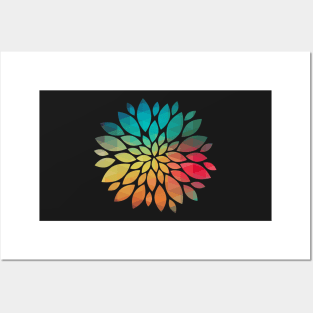 Rainbow abstract flower design 06 Posters and Art